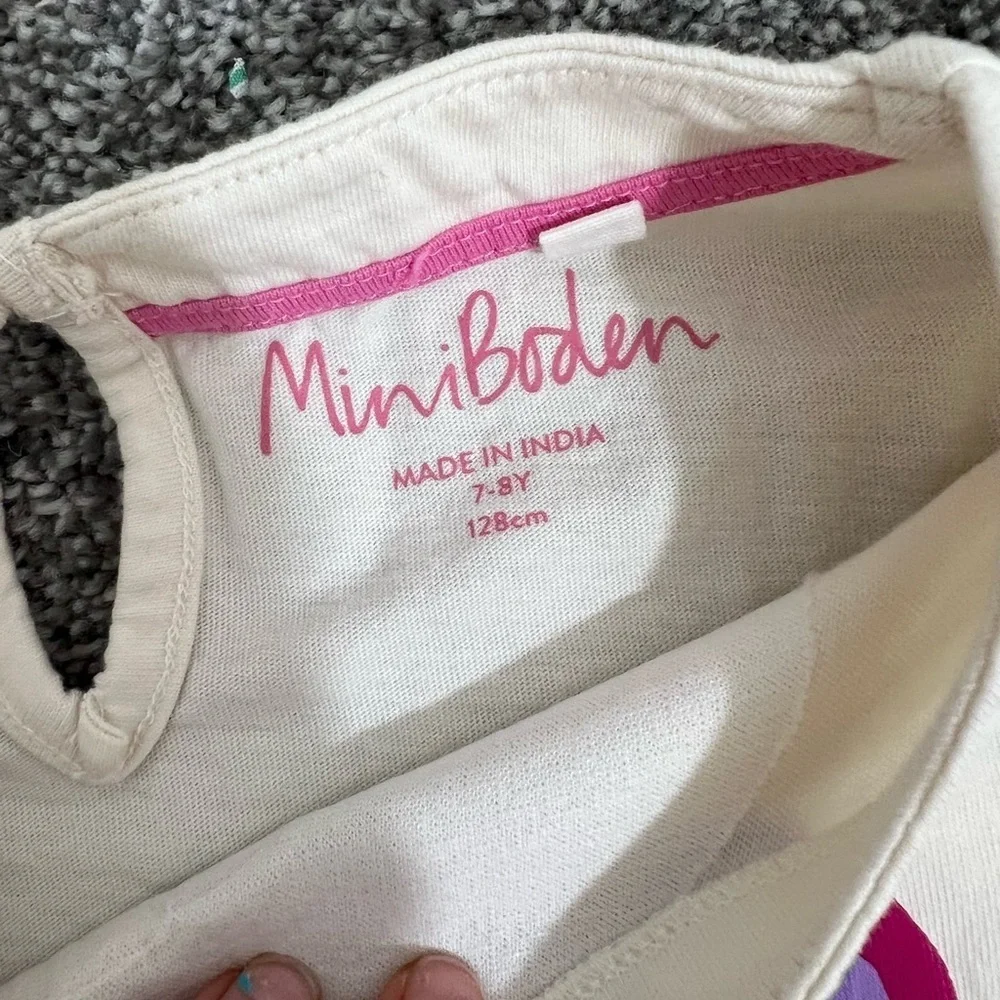 Mini Boden Cream and Pink Ruffled Sundress